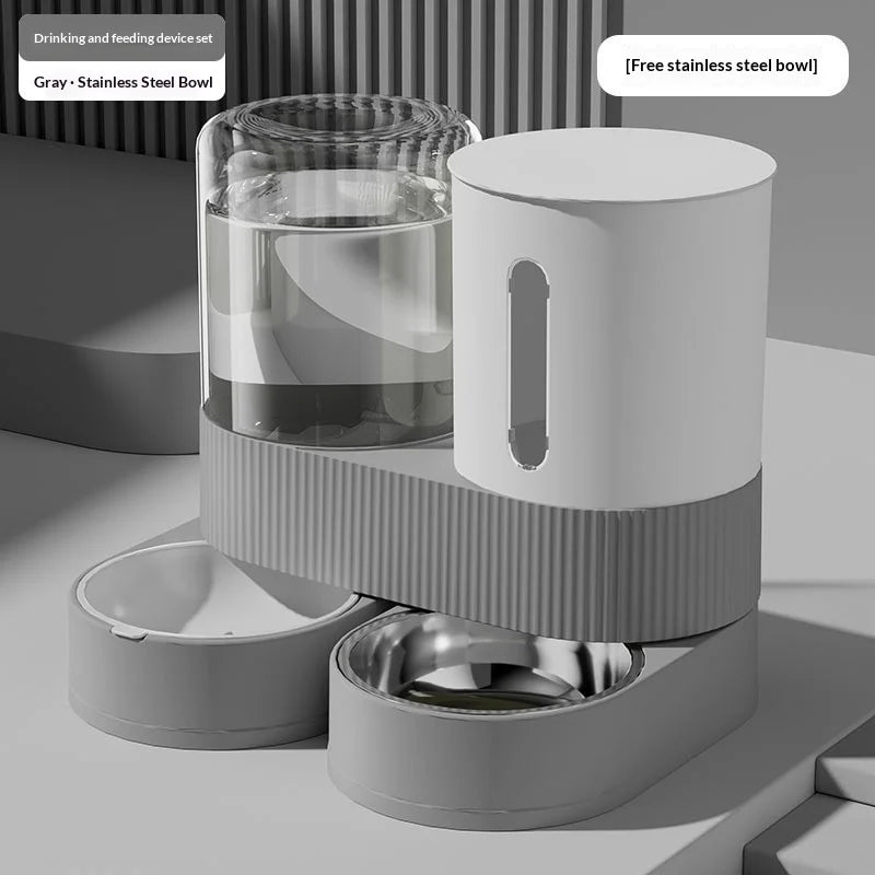 Large Capacity Gravity Pet Feeder & Water Dispenser 2-in-1 – Automatic Food & Water Bowl for Cats & Dogs, 100-200g Portion, No Electricity Needed
