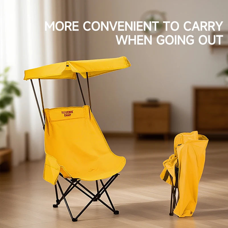 Portable camping chair beach chair with sunshade, lightweight folding, suitable for everyone, can be opened and closed without i