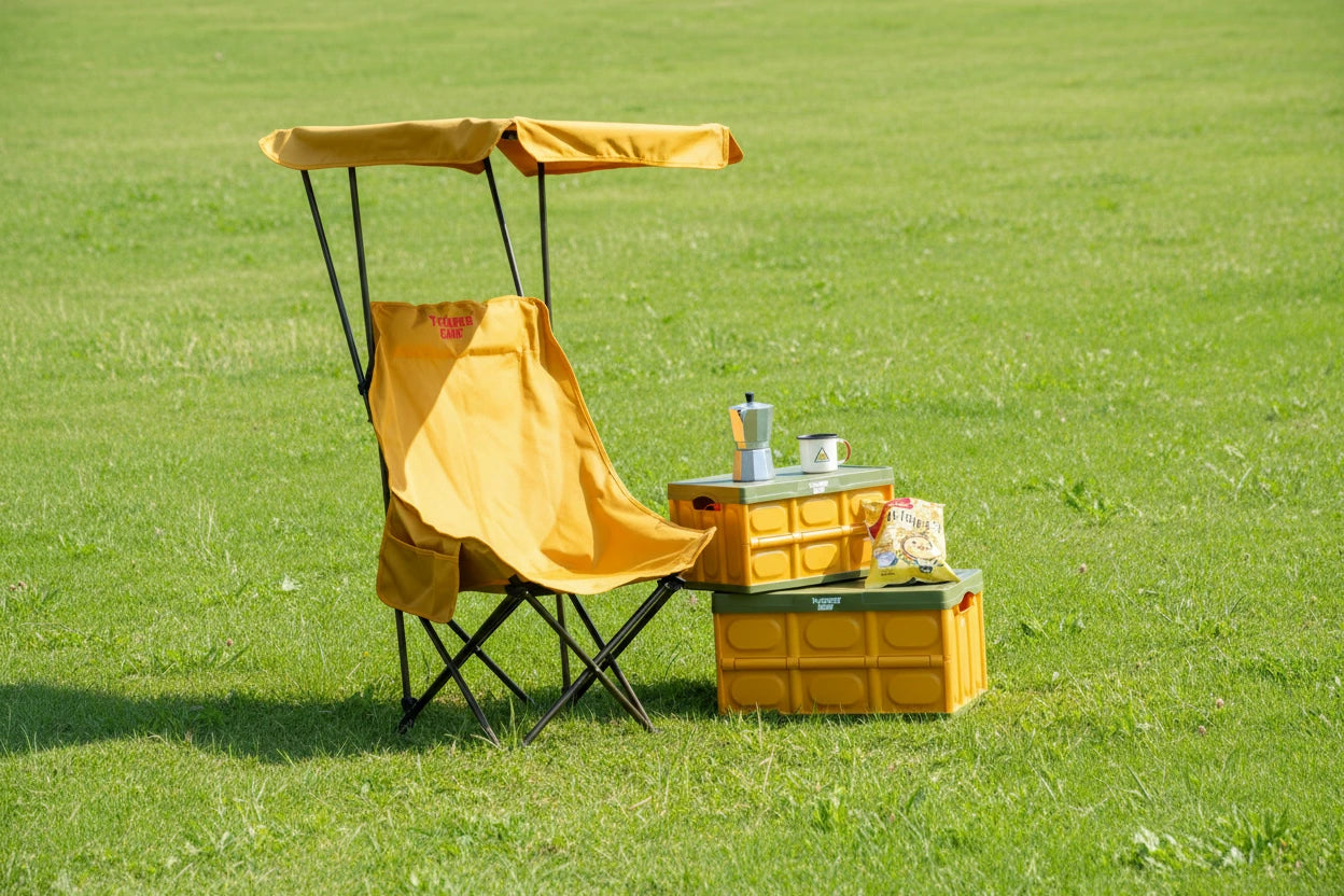 Portable camping chair beach chair with sunshade, lightweight folding, suitable for everyone, can be opened and closed without i