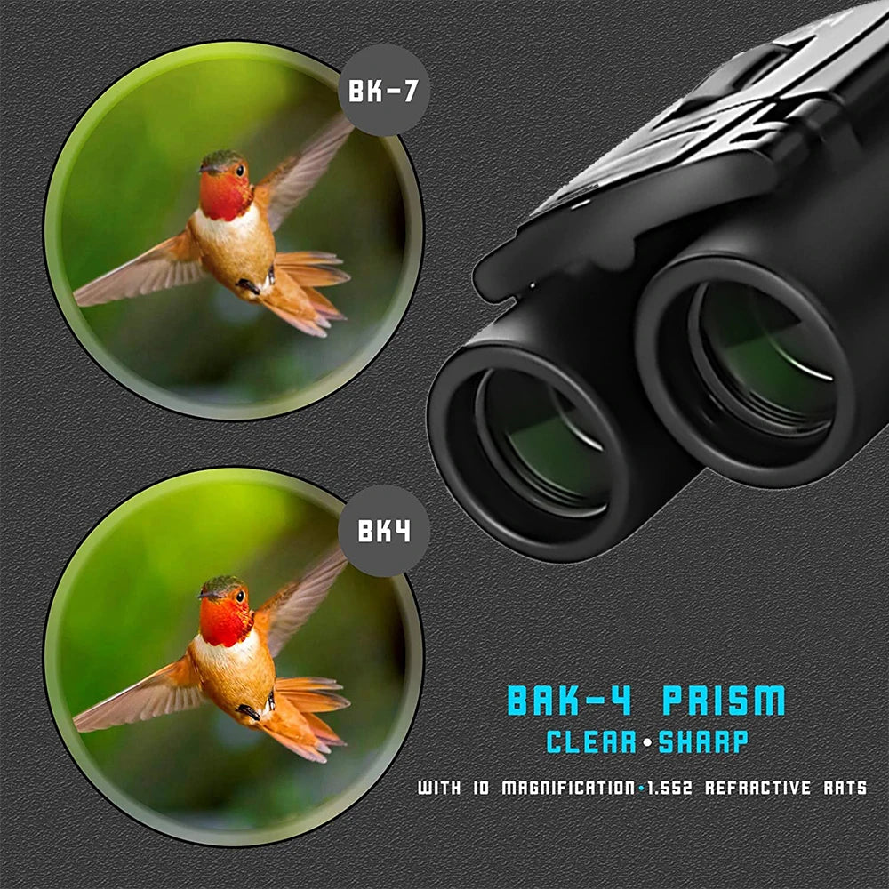 9000x25 HD Zoom Portable Powerful Binoculars Long Range BAK4 Telescope Jumelles Folding BAK4 Binoculars for Hunting Camping