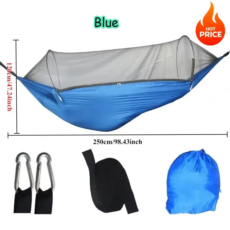 Outdoor Camping Hammock with Mosquito Net – Portable Hanging Bed for Camping, Hiking & Backyard