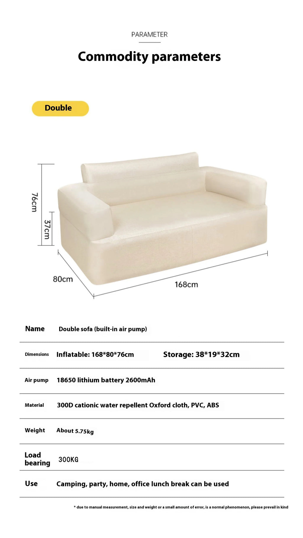 Lohas Camping Inflatable Air Sofa – Portable Waterproof Lazy Sofa for Camping, Picnic & Outdoor Relaxation