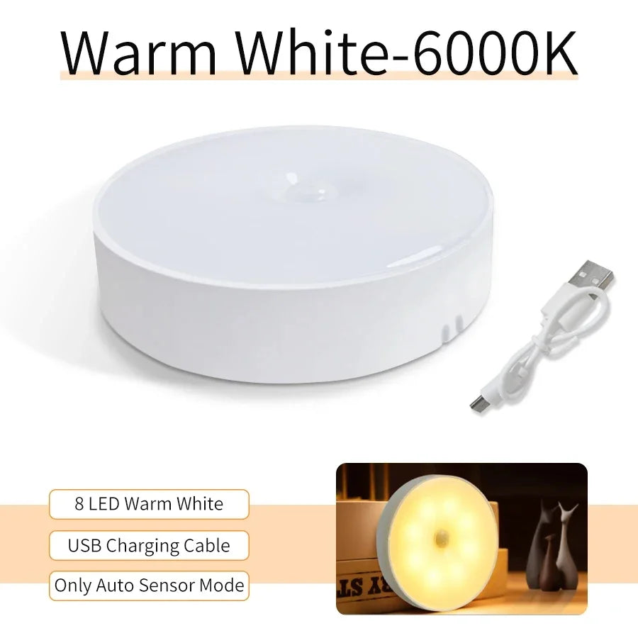 3-Pack Motion Sensor LED Night Light – USB Rechargeable Wireless Cabinet Light, 120° Sensor, Magnetic Mount, Cool/Warm White