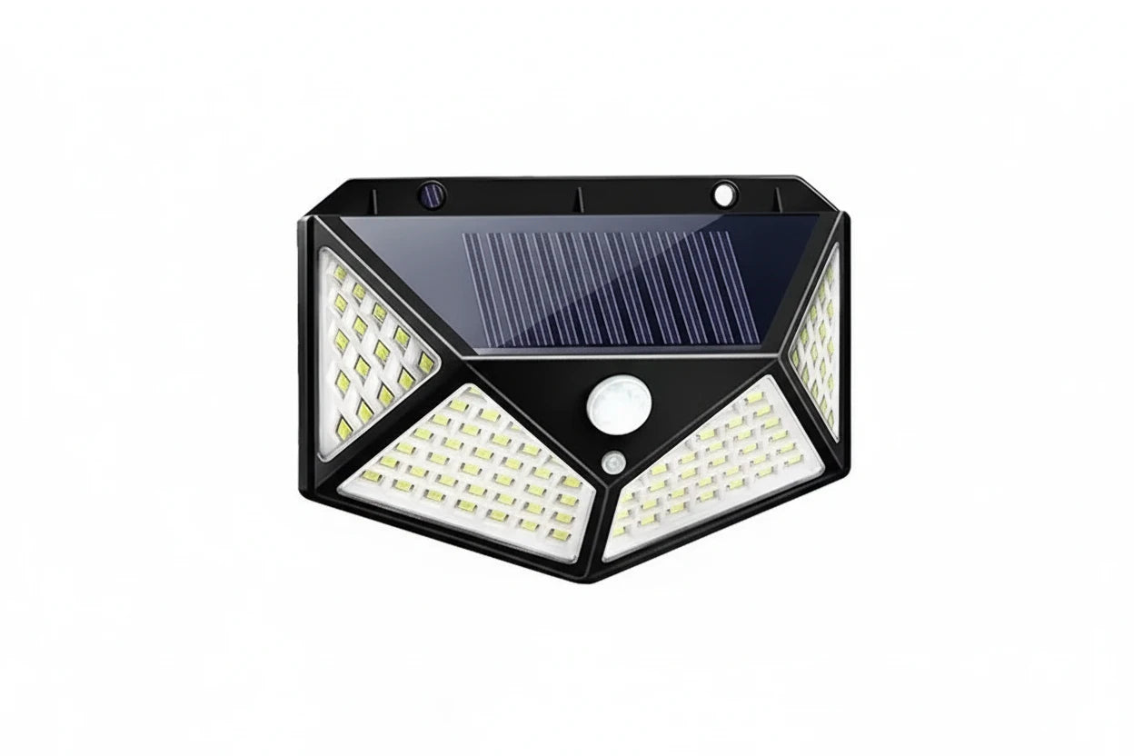 100 LED Solar Motion Sensor Outdoor Light –  Garden Wall Security Spotlight