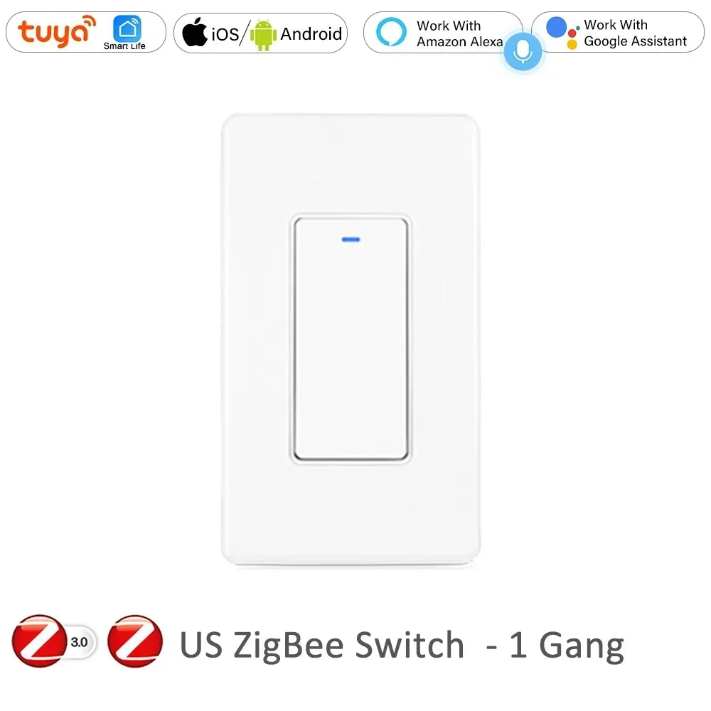 Tuya Zigbee Smart Wall Switch – 1/2/3/4 Gang, Alexa & Google, US Standard