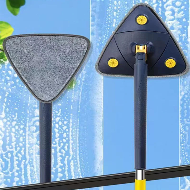 360° Triangle Spin Mop with Extendable Handle – Microfibre Twist Wringing Mop