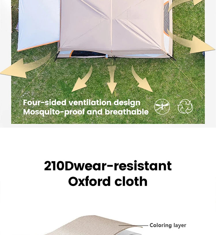 330x210x185cm Person 2 Room Family Tent Large Double Layer Camping Tent with Sun Mosquito Protection Waterproof Privacy Shelter