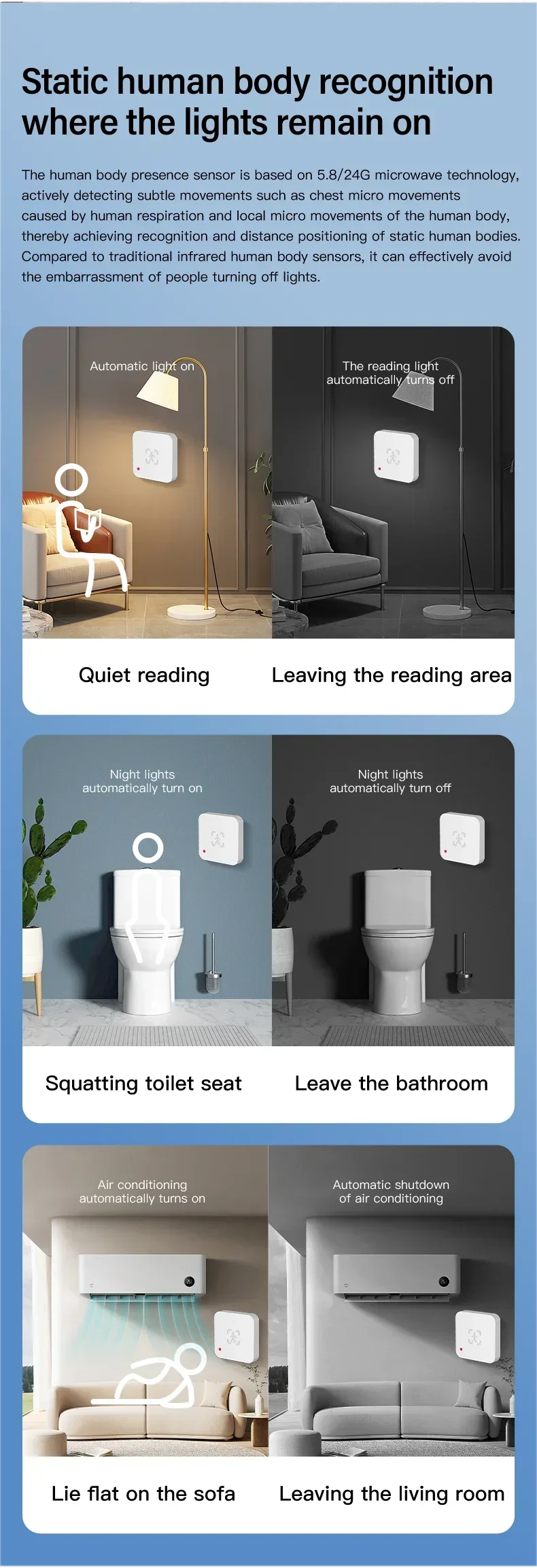 Radar Presence Sensor – Human Detection, Light Sensing, Smart Home