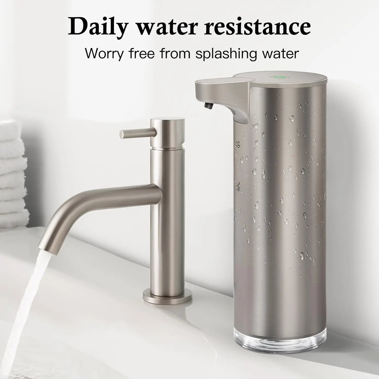 Automatic Soap Dispenser with LED Light – Touchless Stainless Steel Sensor Pump