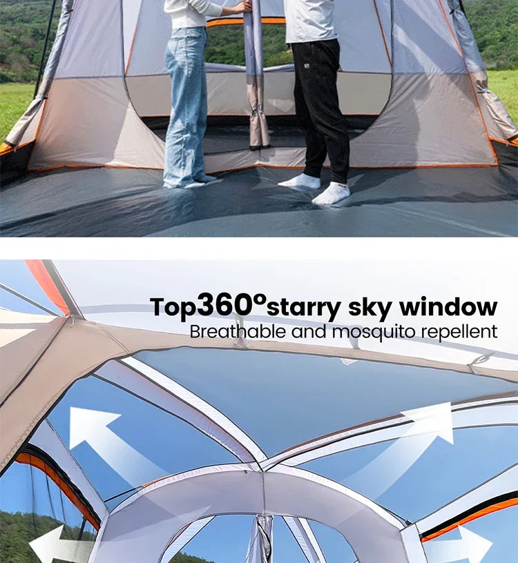 330x210x185cm Person 2 Room Family Tent Large Double Layer Camping Tent with Sun Mosquito Protection Waterproof Privacy Shelter