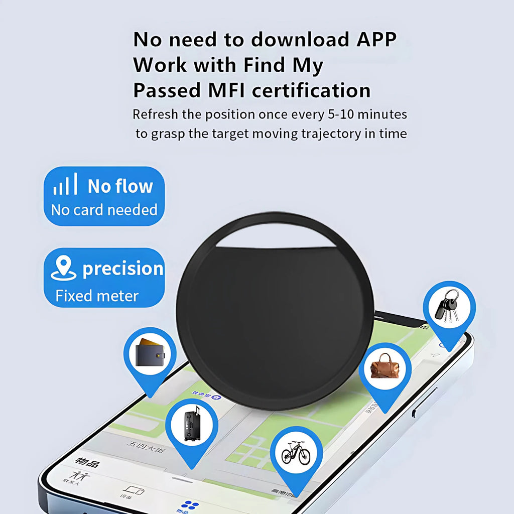Bluetooth Mini GPS Tracker – Works with Apple Find My App, MFi Certified, Anti-Lost Locator for Keys, Pets, Luggage, Wallet & Car, No Monthly Fee