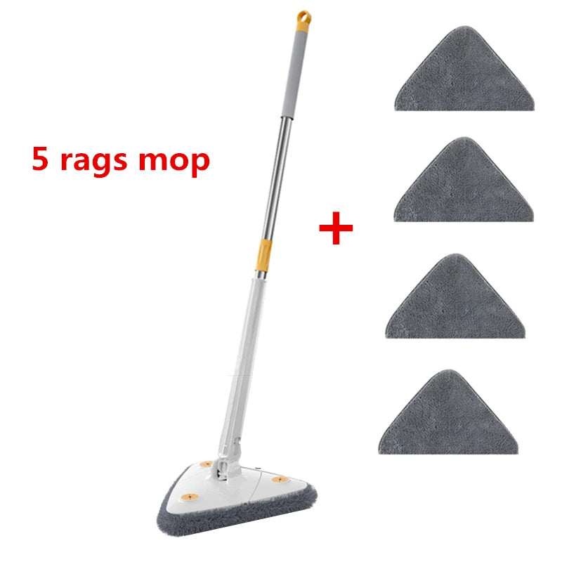 360° Triangle Spin Mop with Extendable Handle – Microfibre Twist Wringing Mop