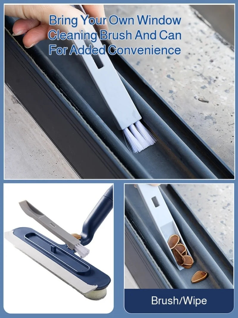 2-in-1 Double-Sided Window Cleaner with Telescopic Aluminum Handle – Rotatable High-Rise Glass Cleaning Tool