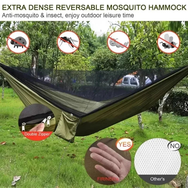 Outdoor Camping Hammock with Mosquito Net – Portable Hanging Bed for Camping, Hiking & Backyard
