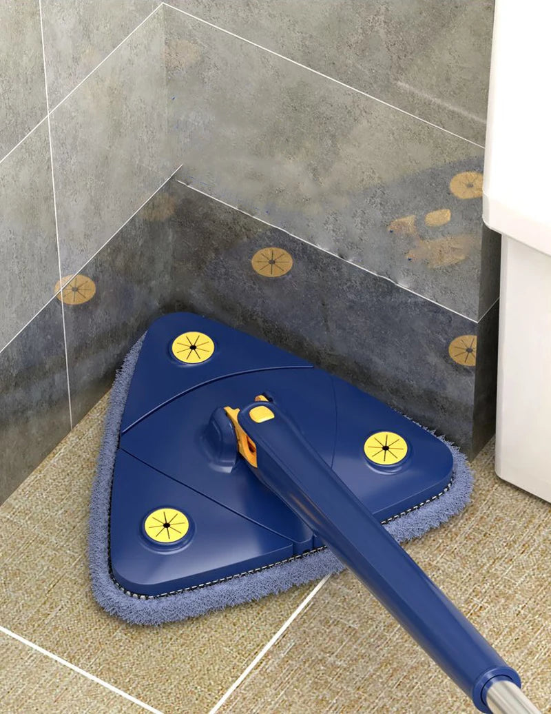 360° Triangle Spin Mop with Extendable Handle – Microfibre Twist Wringing Mop