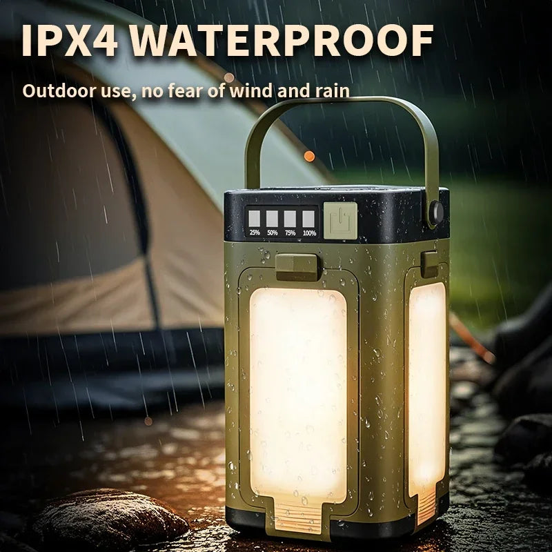 Solar Foldable Camping Lantern – 2000mAh Power Bank, 6 Modes, IPX4