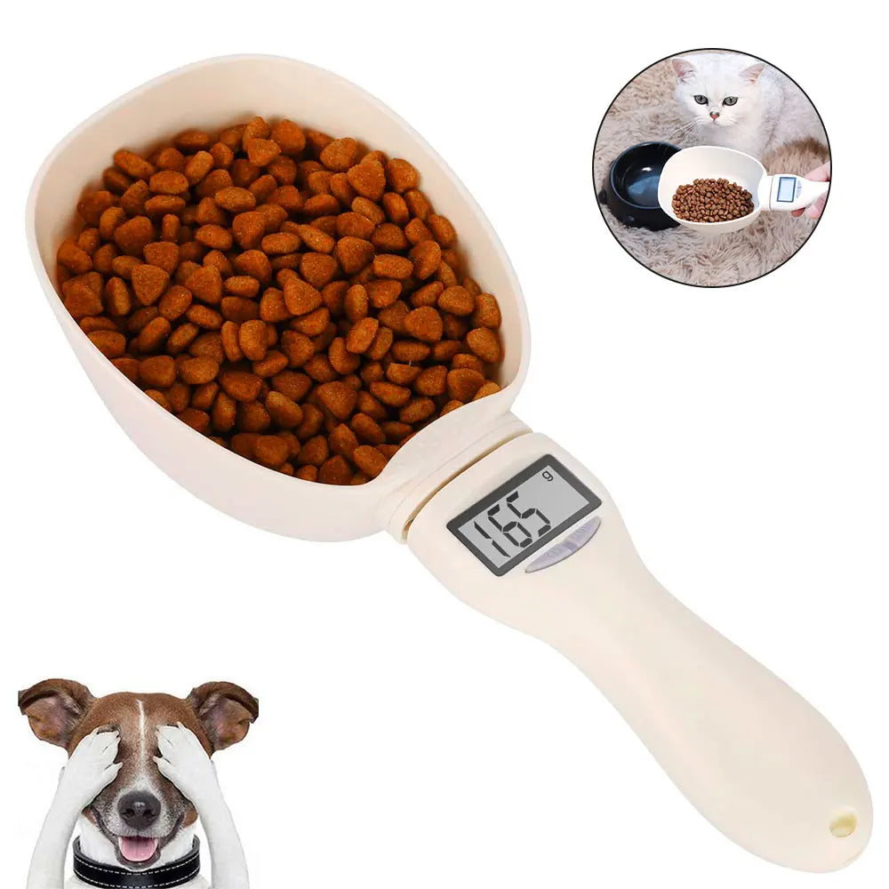 Pet Food Measuring Scoop with Digital Scale – Electronic LED Display, 4 Units (g/ml/cup/oz), 800g Capacity, for Dog & Cat Food, Cooking & Baking,