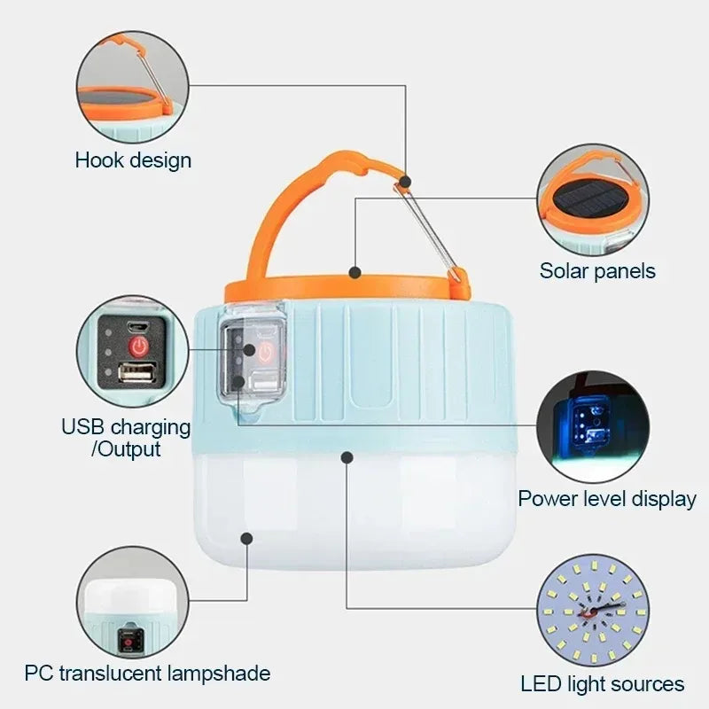 Solar Camping Lantern with Remote – IPX5, 3 Modes, 12+ Hour Battery