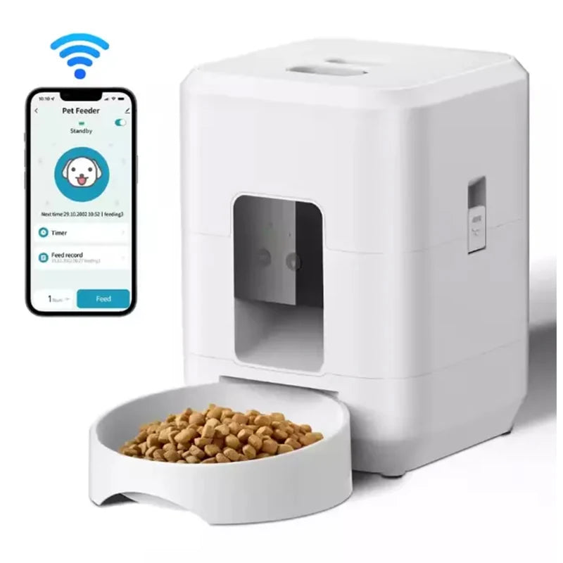 Smart Automatic Pet Feeder – Timed Quantitative Cat & Dog Food Dispenser, 50-200g Portion Control, WiFi & Button Models, USB Powered Slow Feeder Bowl