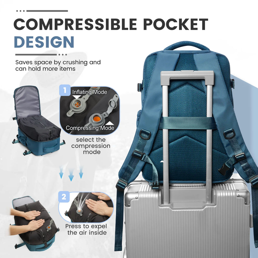 Air Vacuum Compression Backpack – Cabin-Approved Carry-On, Laptop Bag with Vacuum Clothing Storage (20–35L)