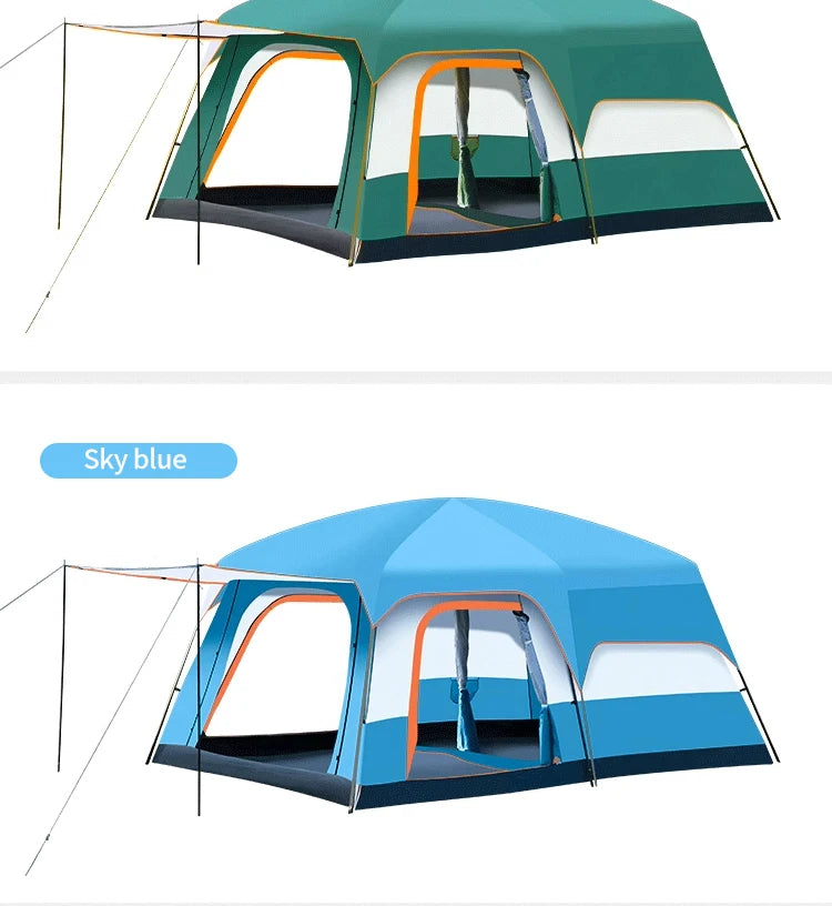 330x210x185cm Person 2 Room Family Tent Large Double Layer Camping Tent with Sun Mosquito Protection Waterproof Privacy Shelter