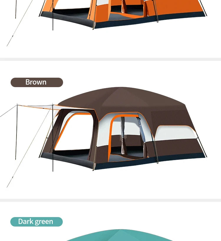330x210x185cm Person 2 Room Family Tent Large Double Layer Camping Tent with Sun Mosquito Protection Waterproof Privacy Shelter
