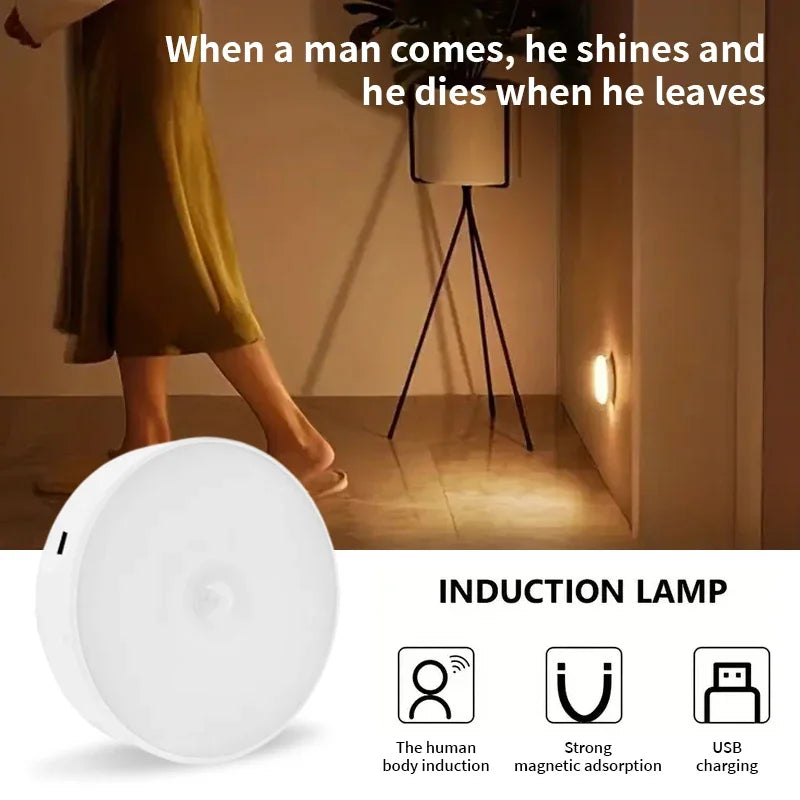 3-Pack Motion Sensor LED Night Light – USB Rechargeable Wireless Cabinet Light, 120° Sensor, Magnetic Mount, Cool/Warm White