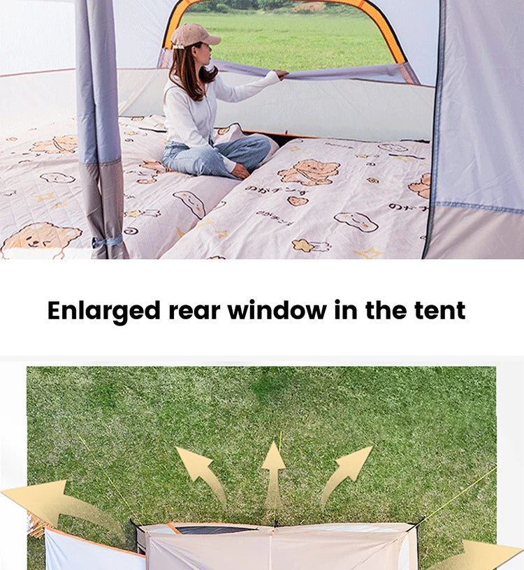 330x210x185cm Person 2 Room Family Tent Large Double Layer Camping Tent with Sun Mosquito Protection Waterproof Privacy Shelter