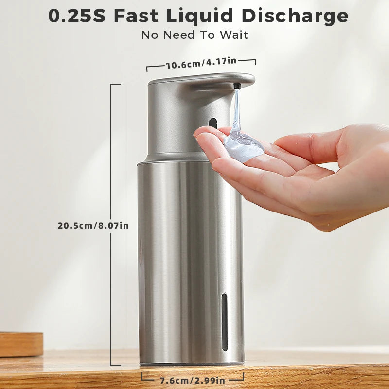 Automatic Soap Dispenser – 480ml 304 Stainless Steel, IPX7, Rechargeable