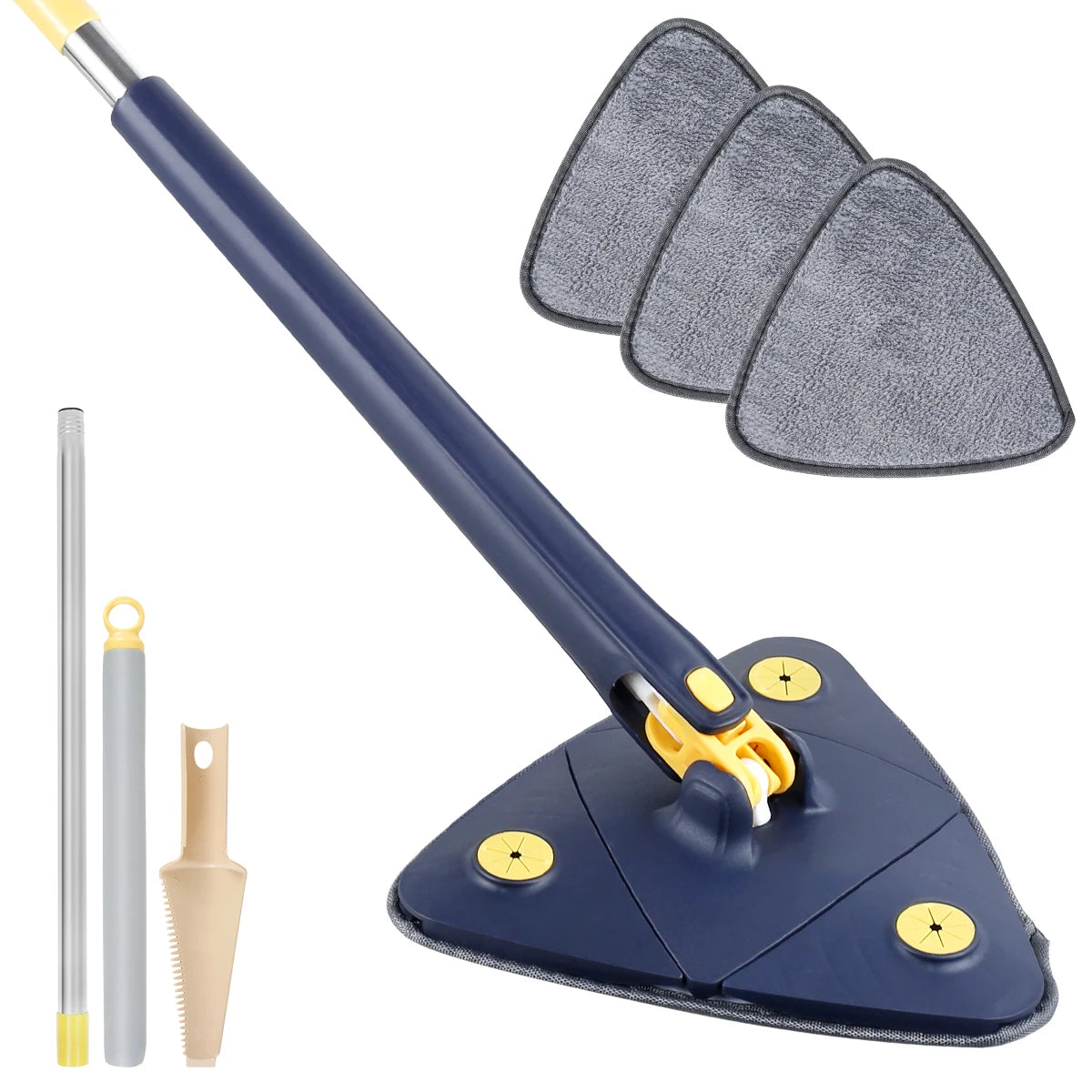 Telescopic Triangle Mop 360° Rotatable Cleaning Mop Foldable Self Water Squeezing Wall Cleaning Mop Wet and Dry Use Home Tools