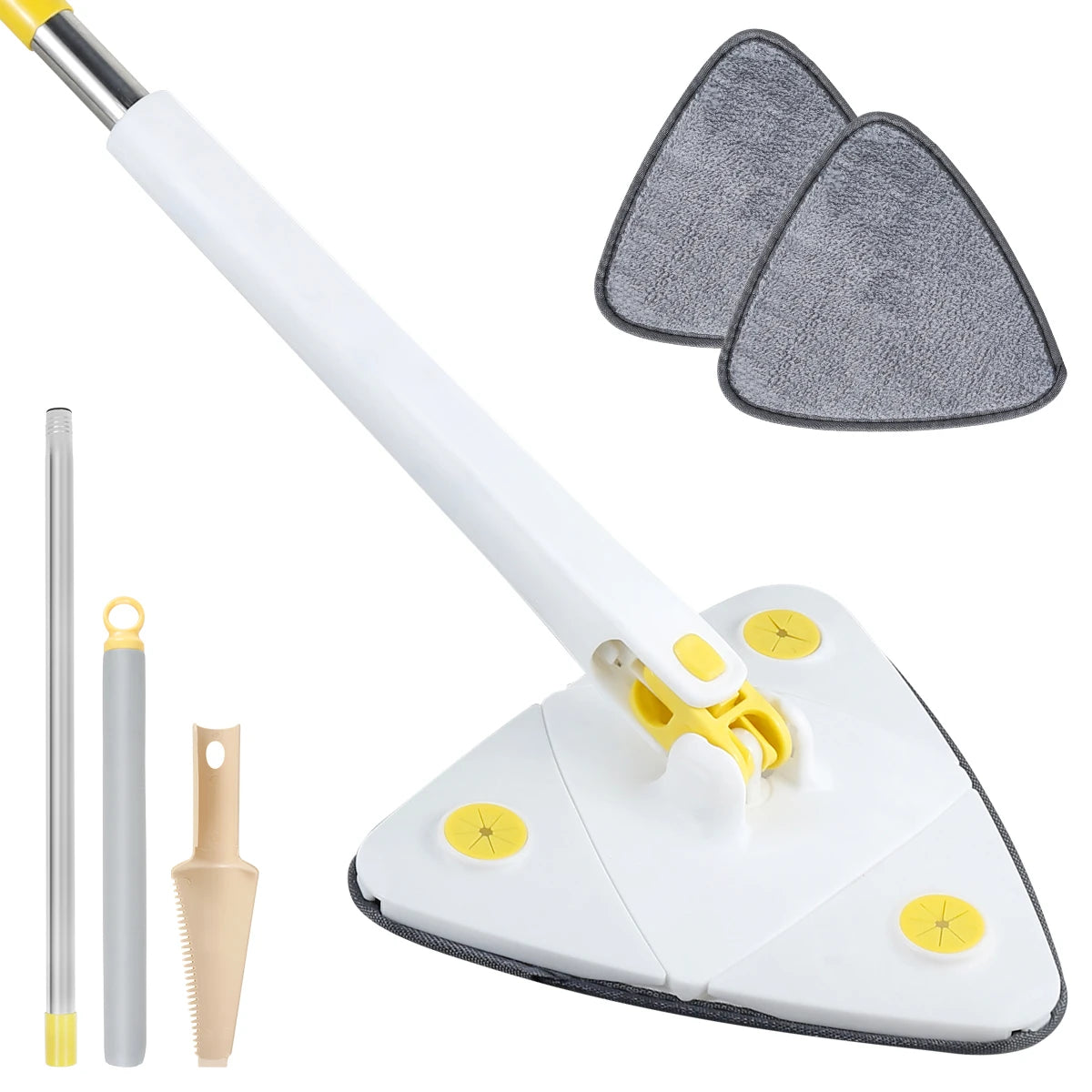 Telescopic Triangle Mop 360° Rotatable Cleaning Mop Foldable Self Water Squeezing Wall Cleaning Mop Wet and Dry Use Home Tools