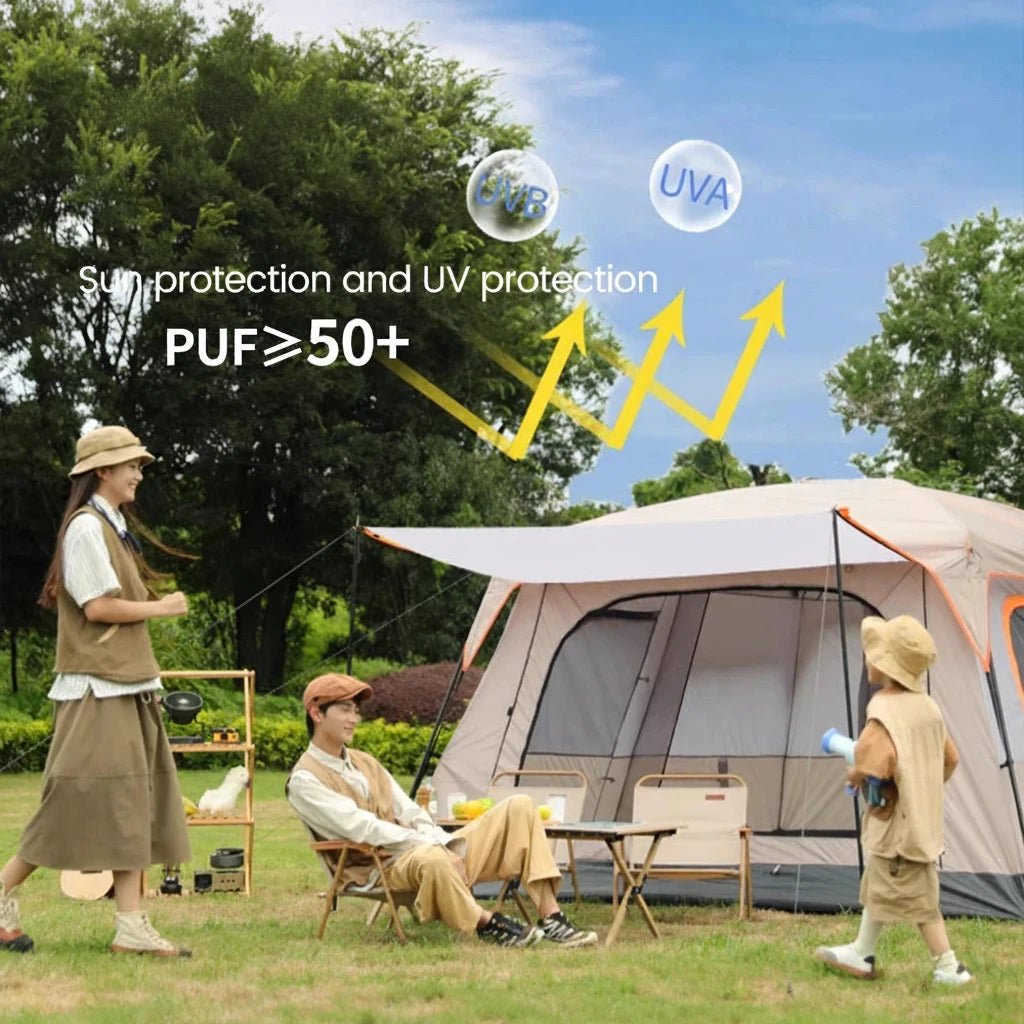 330x210x185cm Person 2 Room Family Tent Large Double Layer Camping Tent with Sun Mosquito Protection Waterproof Privacy Shelter