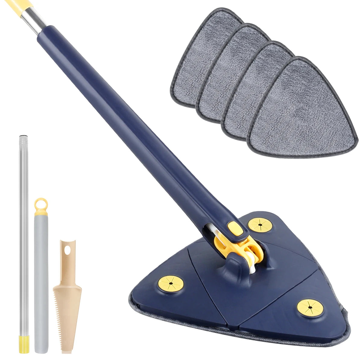 Telescopic Triangle Mop 360° Rotatable Cleaning Mop Foldable Self Water Squeezing Wall Cleaning Mop Wet and Dry Use Home Tools