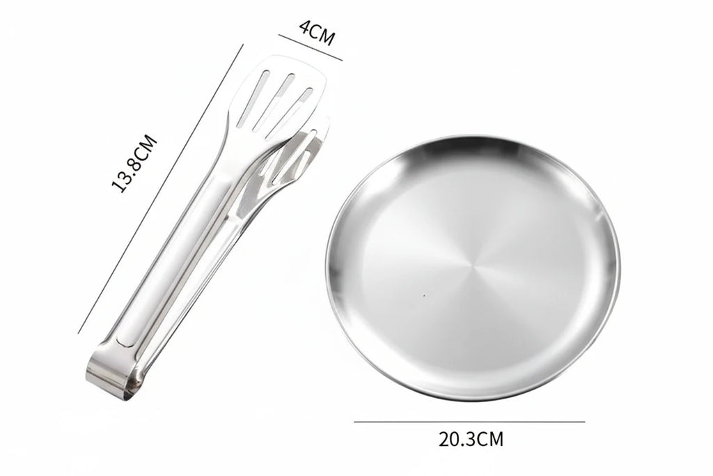 10/20Pcs Stainless Steel Outdoor Camping Cutlery Set with Storage Bag | Portable Picnic Plate Spoon Knife Fork Tong for Hiking