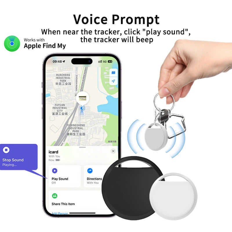 Bluetooth Mini GPS Tracker – Works with Apple Find My App, MFi Certified, Anti-Lost Locator for Keys, Pets, Luggage, Wallet & Car, No Monthly Fee