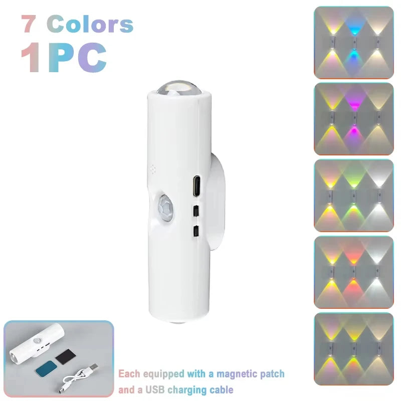 RGB Motion Sensor Night Light – Cat Eye Design, USB-C Rechargeable, 3 Sensing Modes, 9 Color Options, Magnetic Wall Lamp for Home Decoration & Bedroom