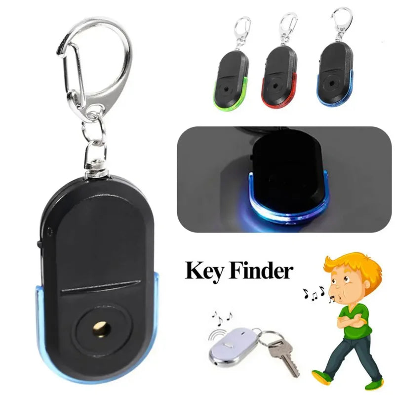 Whistle Sound Control Key Finder – Anti-Lost Smart Locator Keychain with LED Flashlight, 7-Meter Range, Beep & Flash Alert, Batteries Included