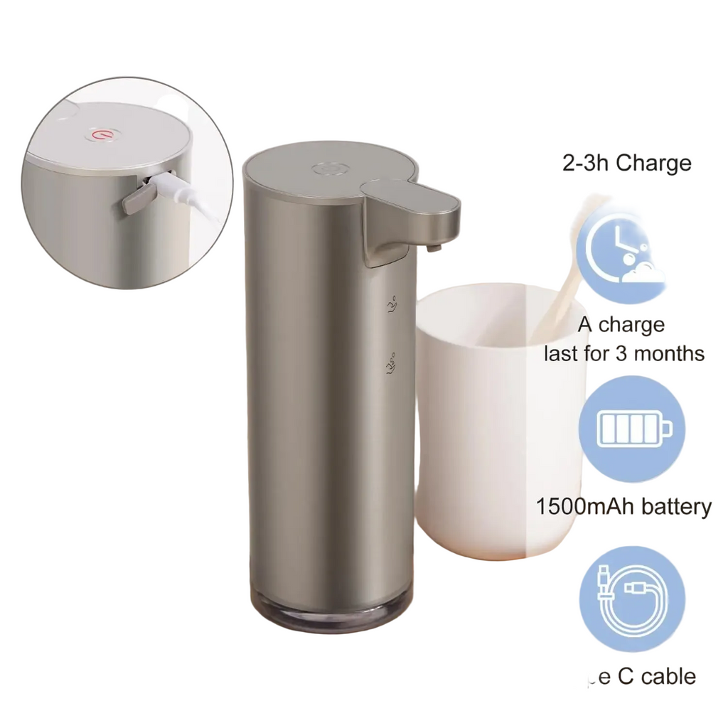 Automatic Soap Dispenser with LED Light – Touchless Stainless Steel Sensor Pump