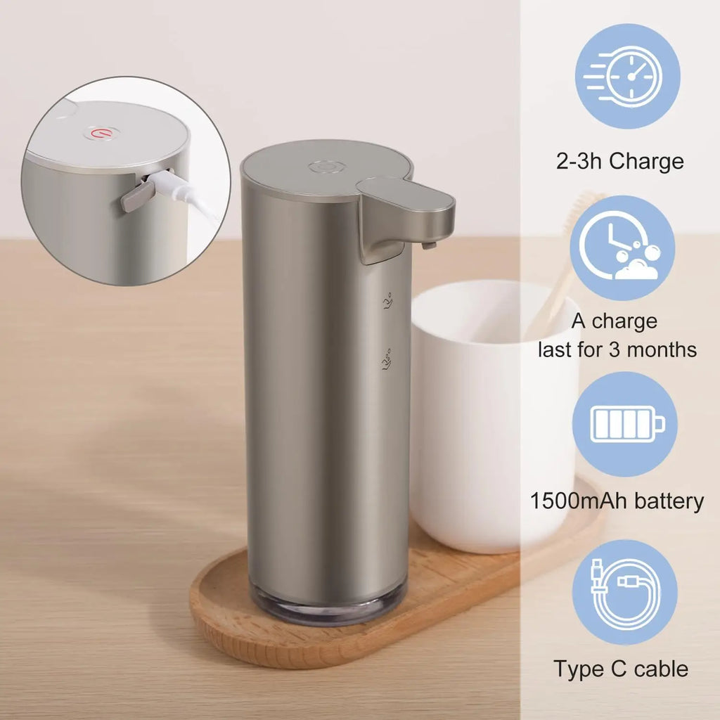 Automatic Soap Dispenser with LED Light – Touchless Stainless Steel Sensor Pump