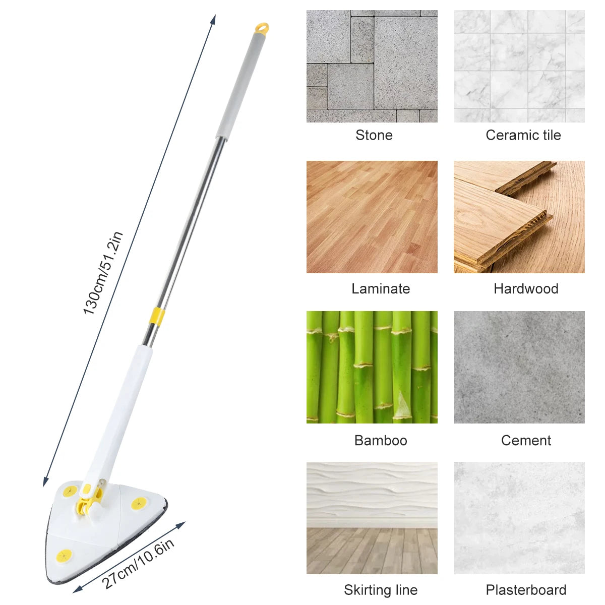 Telescopic Triangle Mop 360° Rotatable Cleaning Mop Foldable Self Water Squeezing Wall Cleaning Mop Wet and Dry Use Home Tools