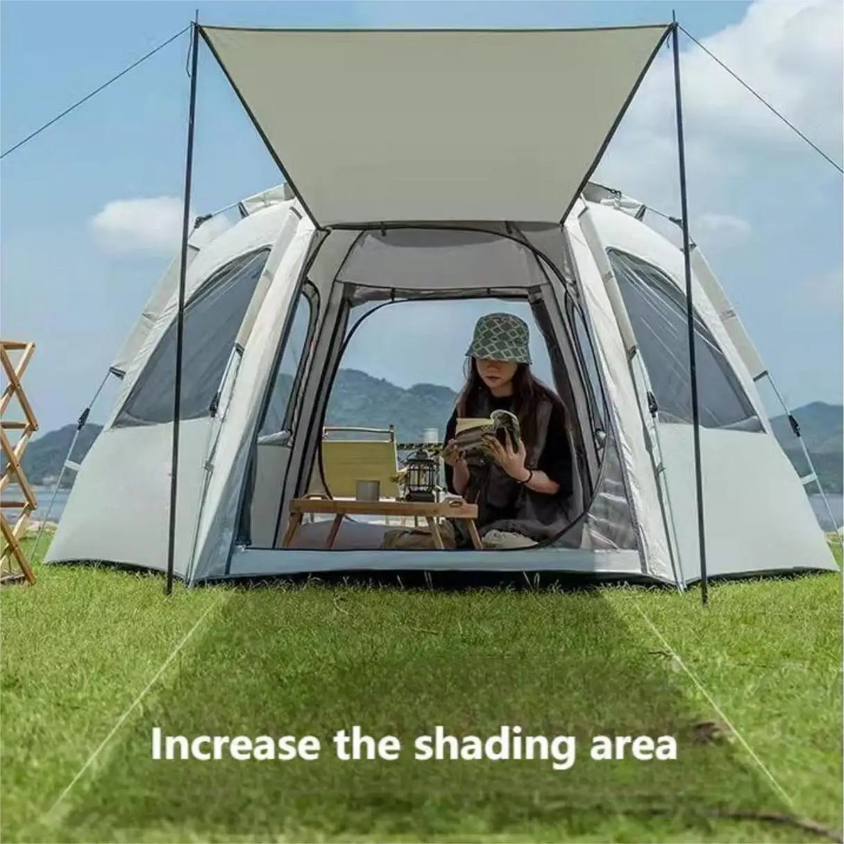 Pop-Up Camping Tent for 4-6 Person, Waterproof & Windproof Family Tent with Skylight, Quick Automatic Setup, Large Size | Pakicetus
